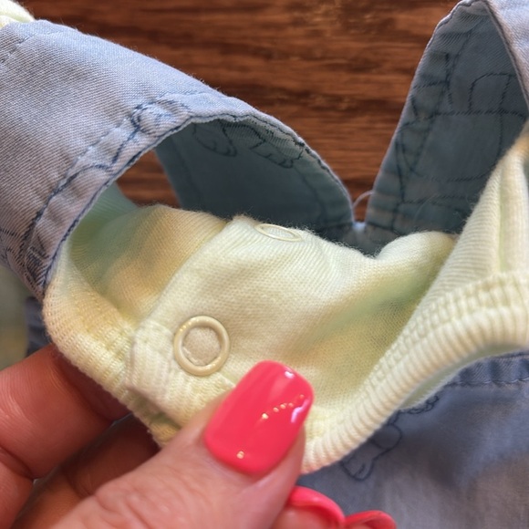 NWT Bluey Baby newborn chambray short Overalls Shirt Set blue green cotton NB - Picture 8 of 9